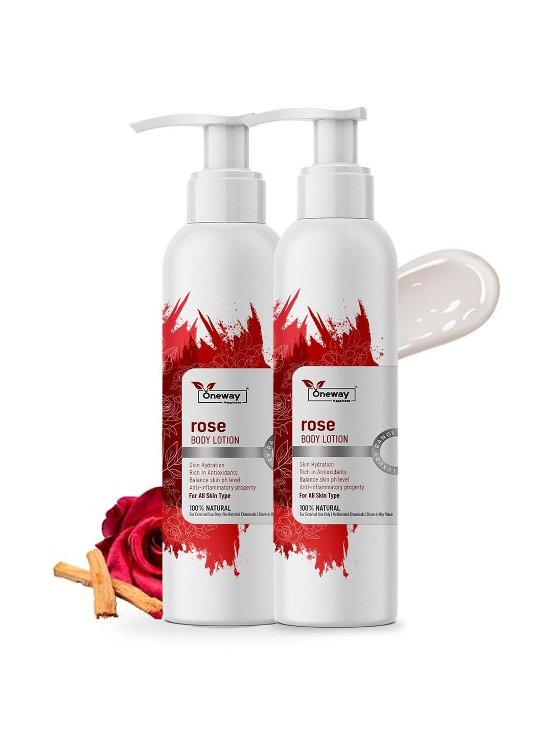 Oneway Happiness Set Of 2 Rose Glow Body Lotion Nourishing & Refreshing - 200 ml Each