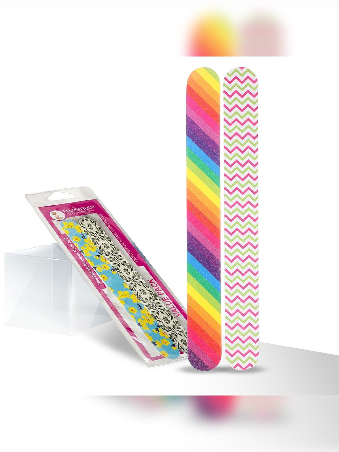 MAJESTIQUE Colorful Nail File Strips-Double Sided For Manicure & Pedicure