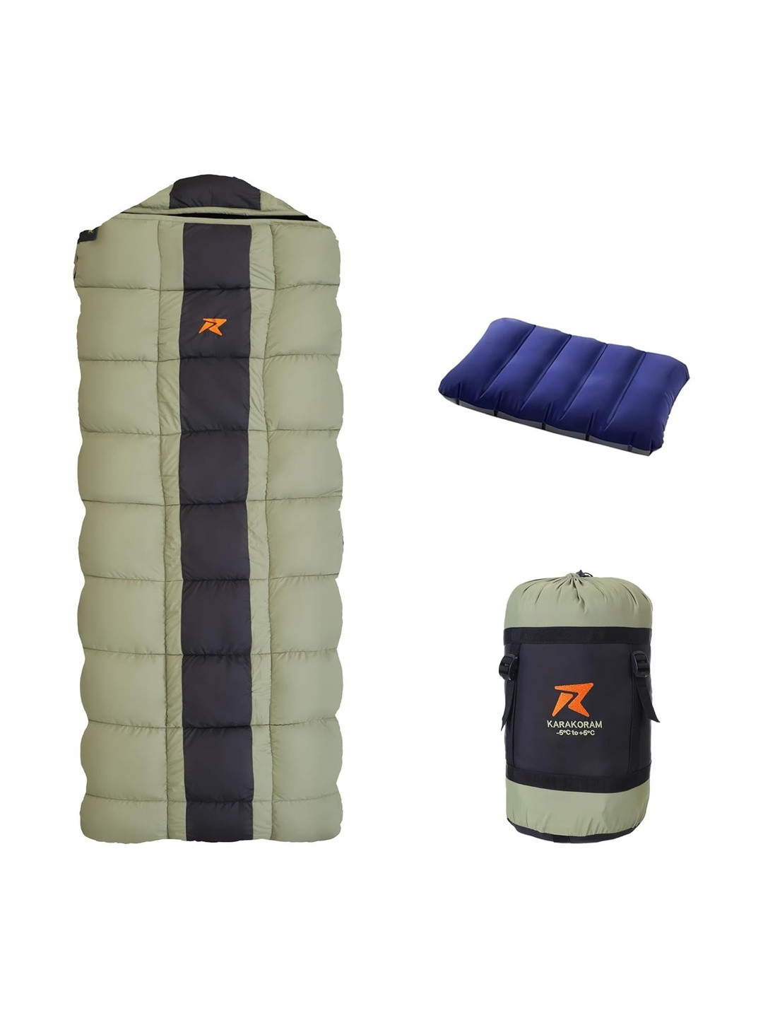 Rocksport Karakoram Green & Black Self-Designed Wrap-Roll Warm & Cozy Sleeping Bag