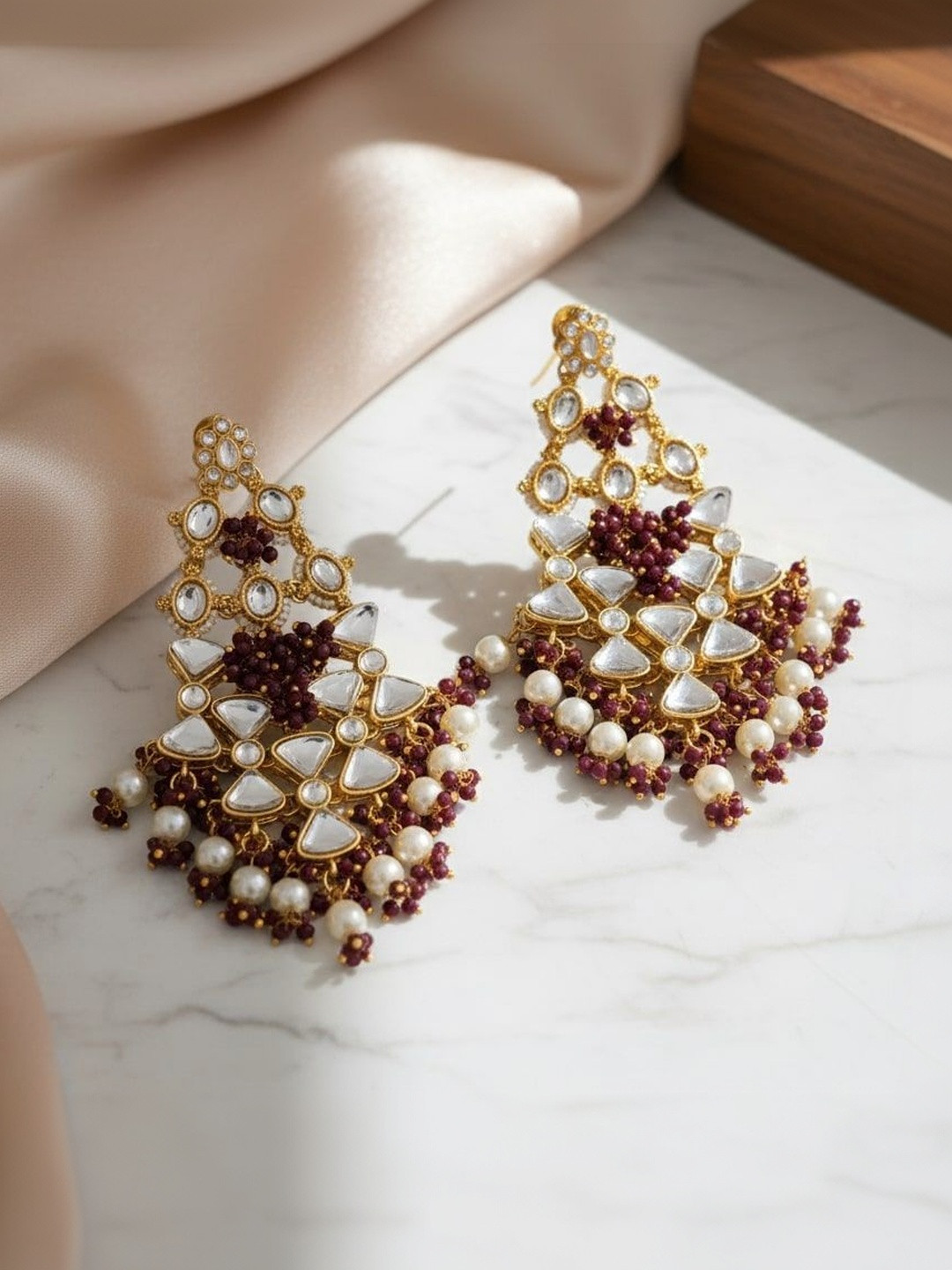 Opal Touch Geometric Drop Earrings