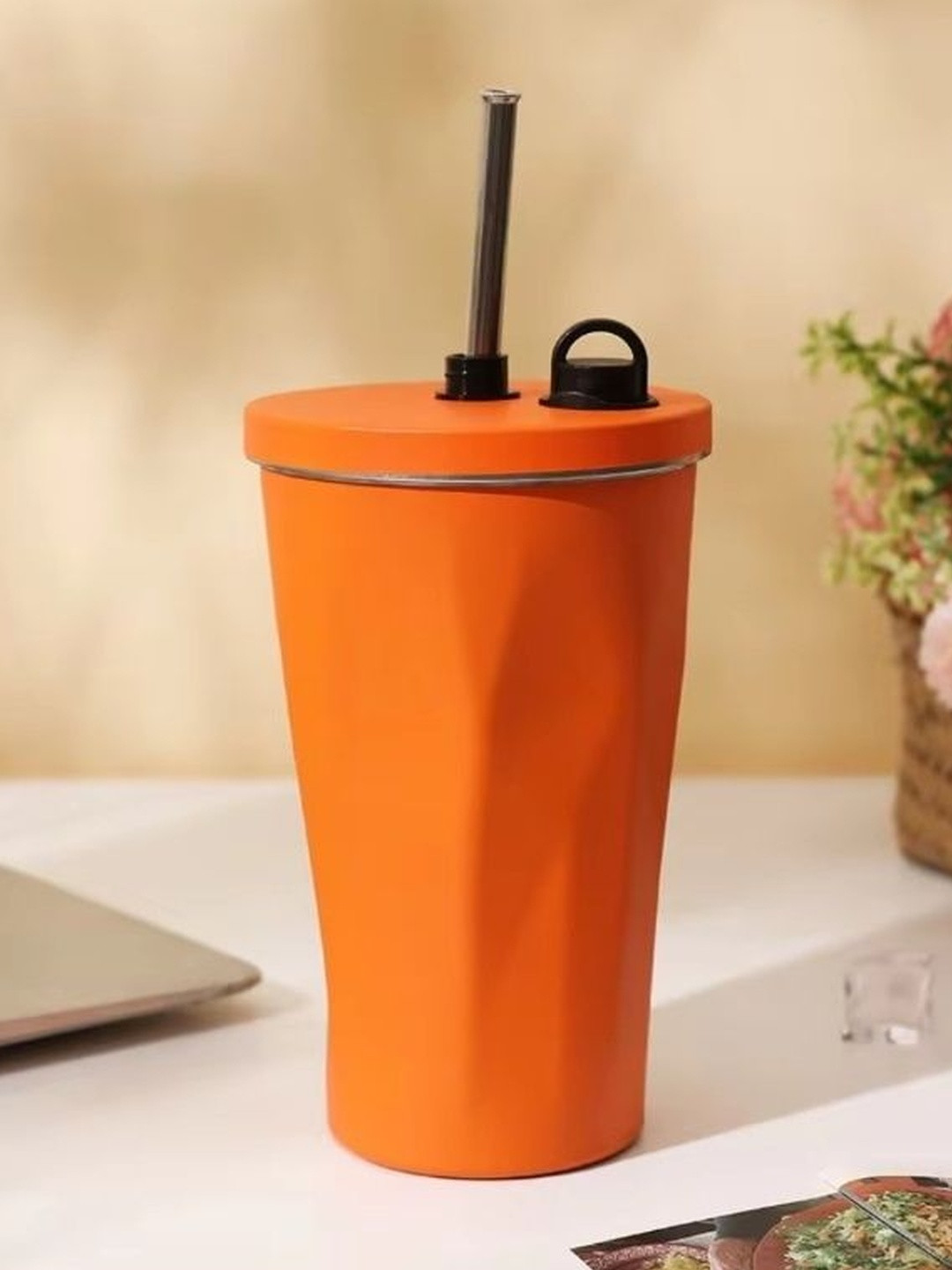 Style Homez Orange Stainless Steel Matte Jar Mug-600ml