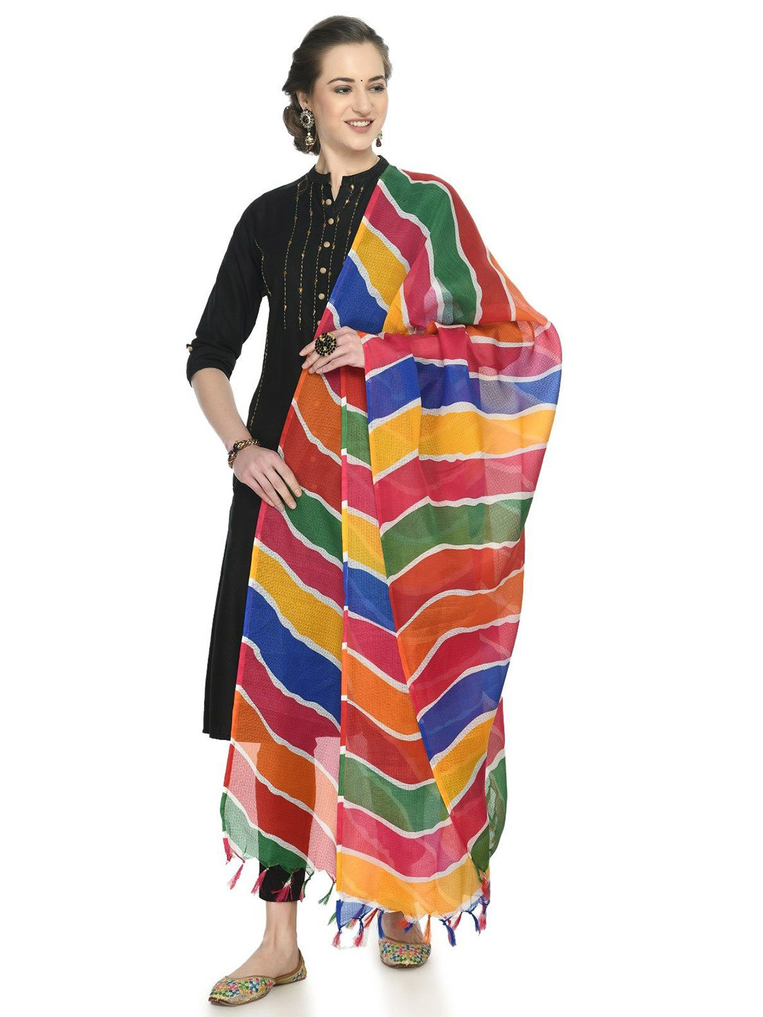 A R SILK DUPATTA HUB Woven Design Art Silk Leheriya Dupatta