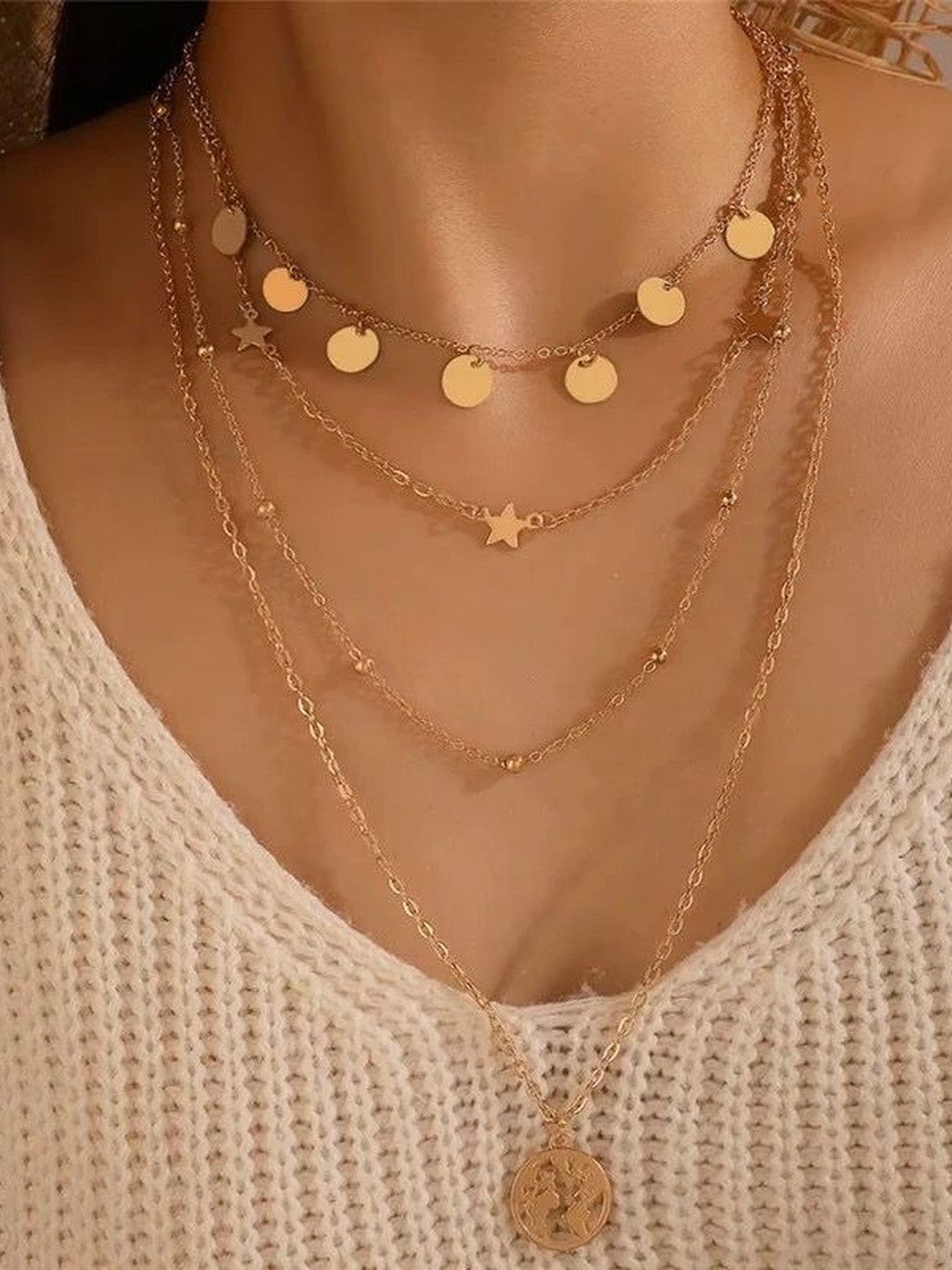 MODE & MINIMAL Gold-Plated Layered Necklace