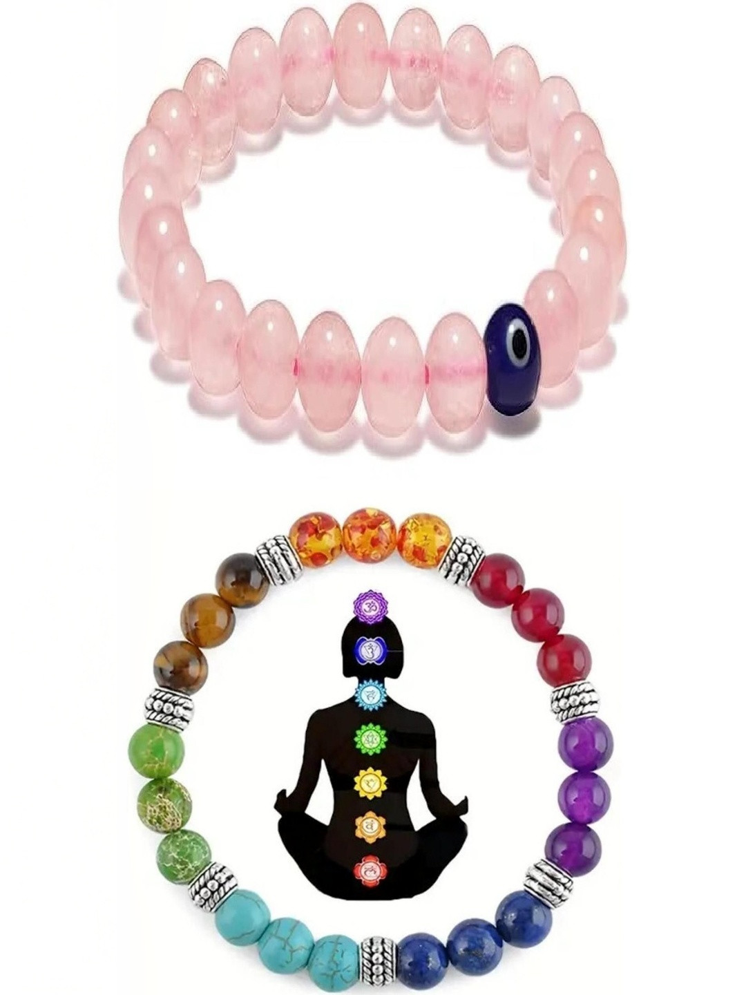 CONTEX MEDIA Set of 2 Artificial Stones & Amber Studded Bracelets