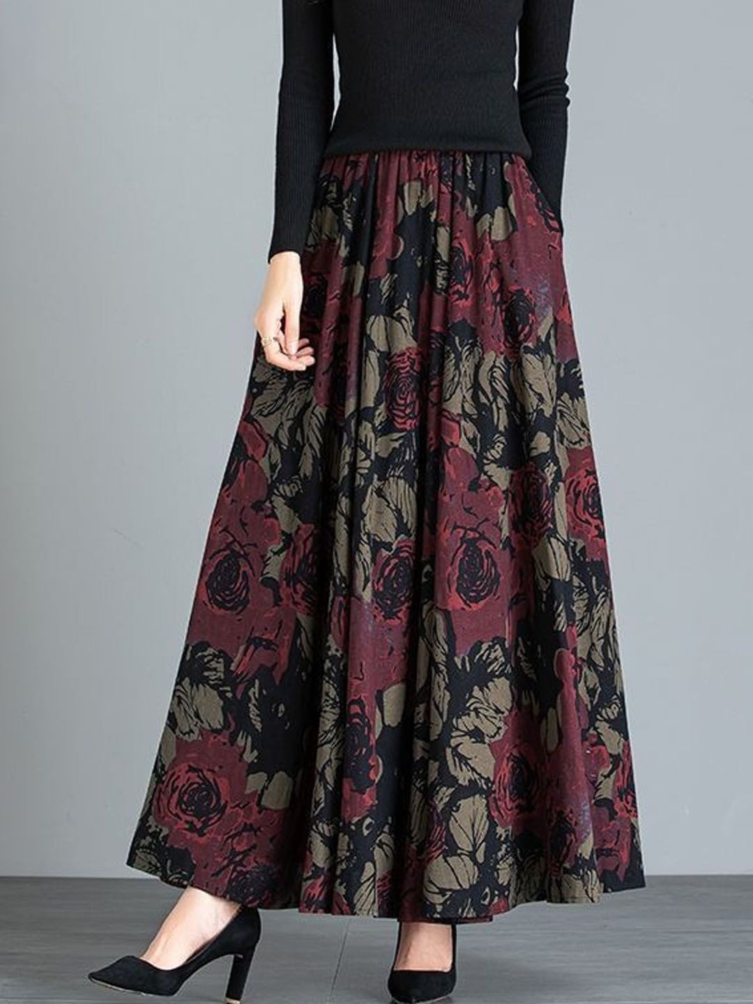 StyleCast Printed Maxi Trendy A-Line Skirt