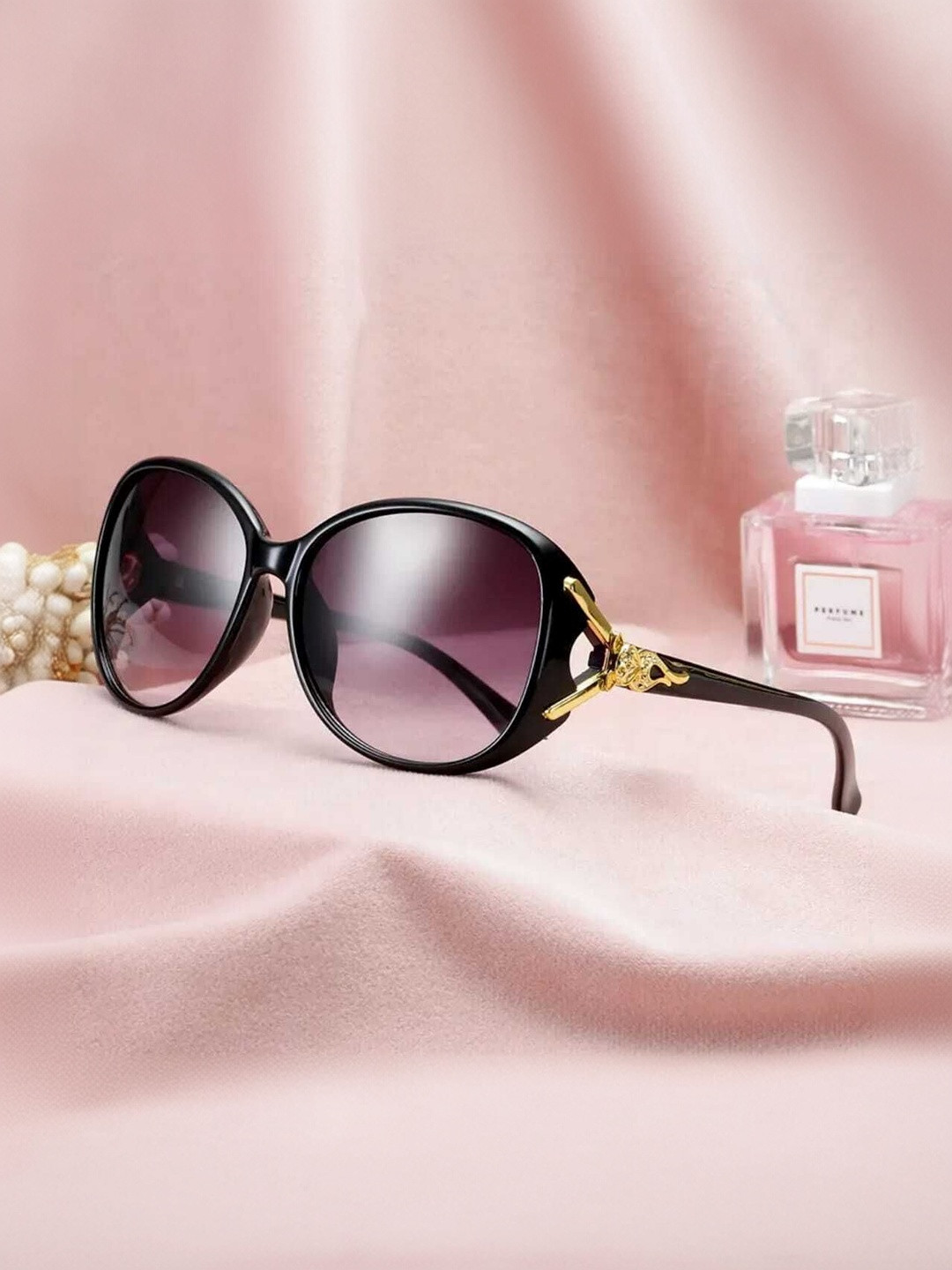 EYMEN I Unisex Purple Lens & Black Oversized Sunglasses with