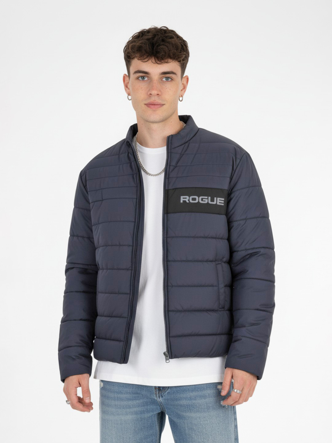 glitchez Printed Panel Relaxed Puffer Jacket