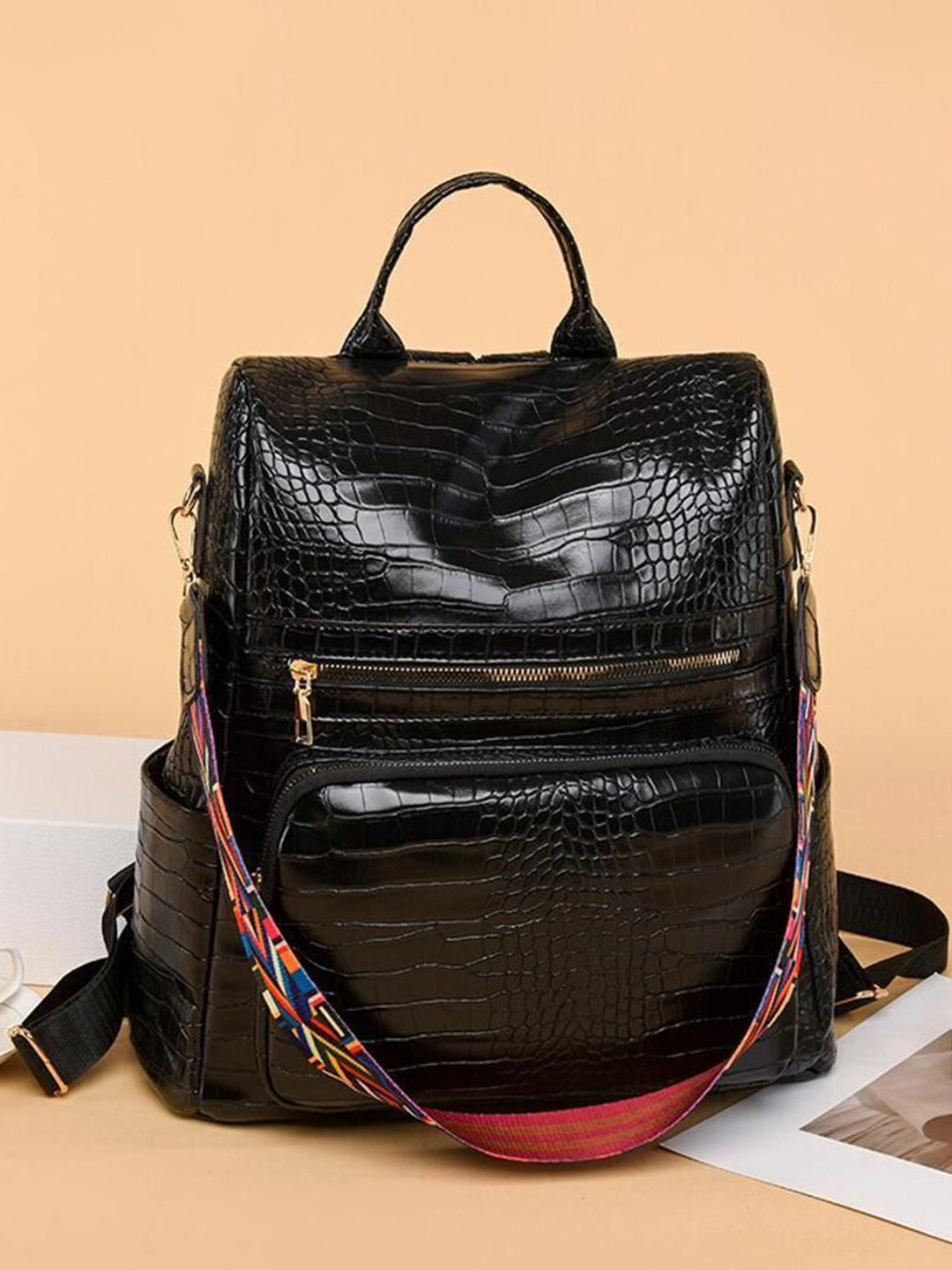 PROARCH Women Textured Medium Contrast Detail Backpack