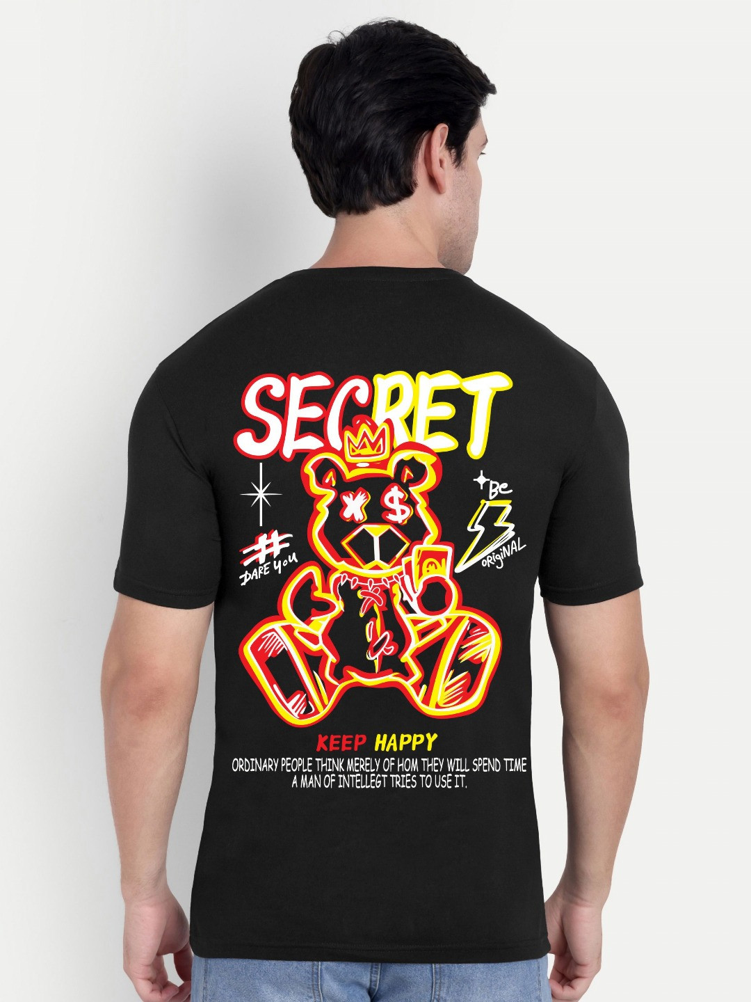 BENNY BROOKS Secret Teddy Graphic Printed Round Neck Cotton Casual T-shirt