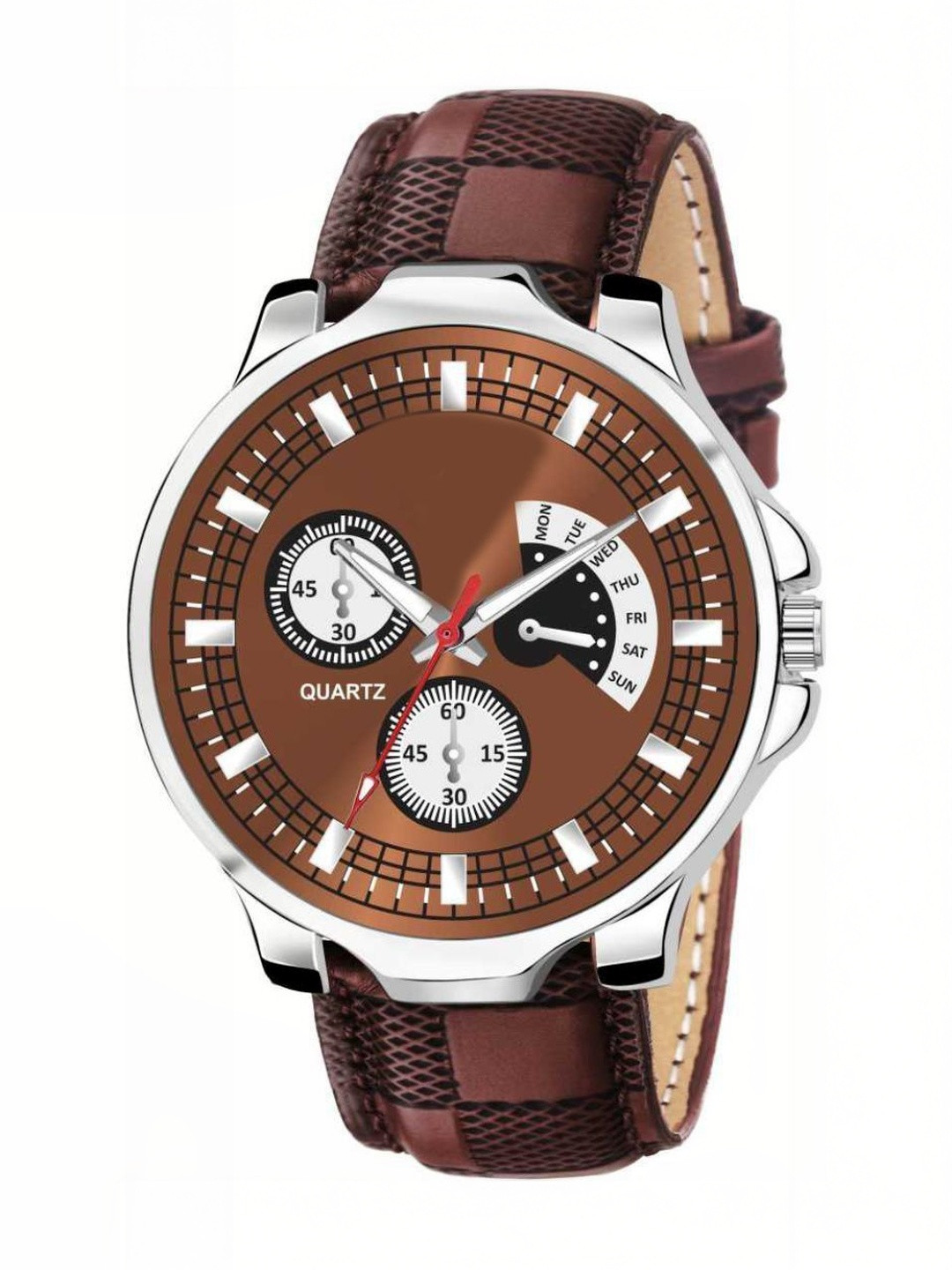 Miss Perfect Unisex Dial & Leather Straps Analogue Date Aperture Watch foxx98