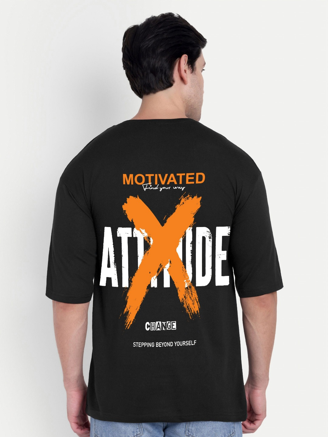 BENNY BROOKS Typography Printed Oversized Cotton T-shirt