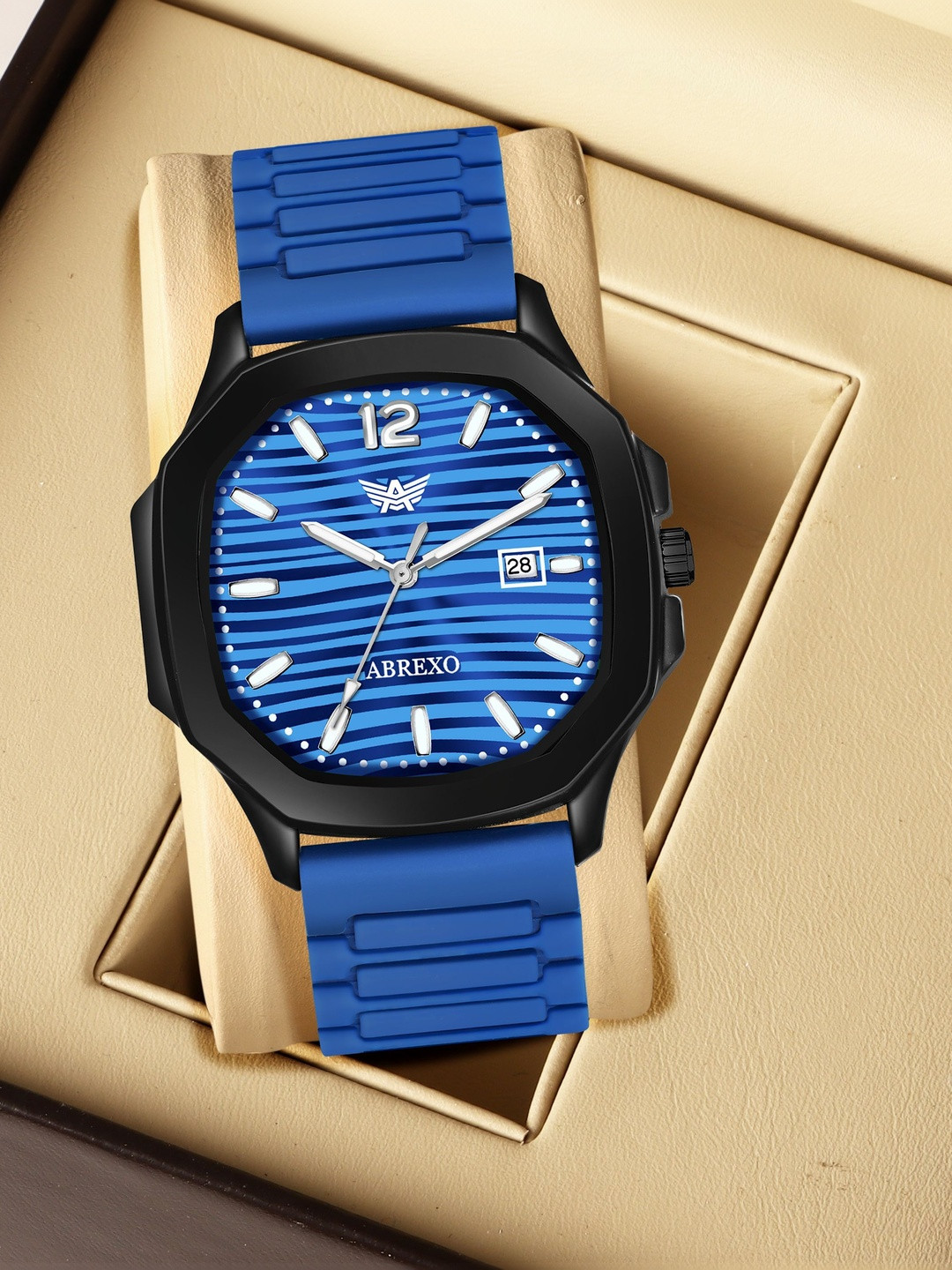 Abrexo Men Dial & Straps Analogue Date Aperture Watch Abx6800-BL MG ST