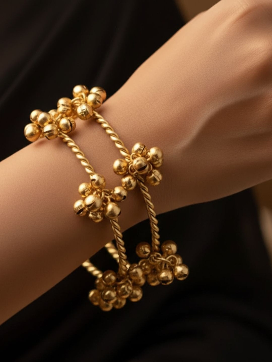 VIVAZS Set of 2 18K Gold Plated Gungaroo Bangles