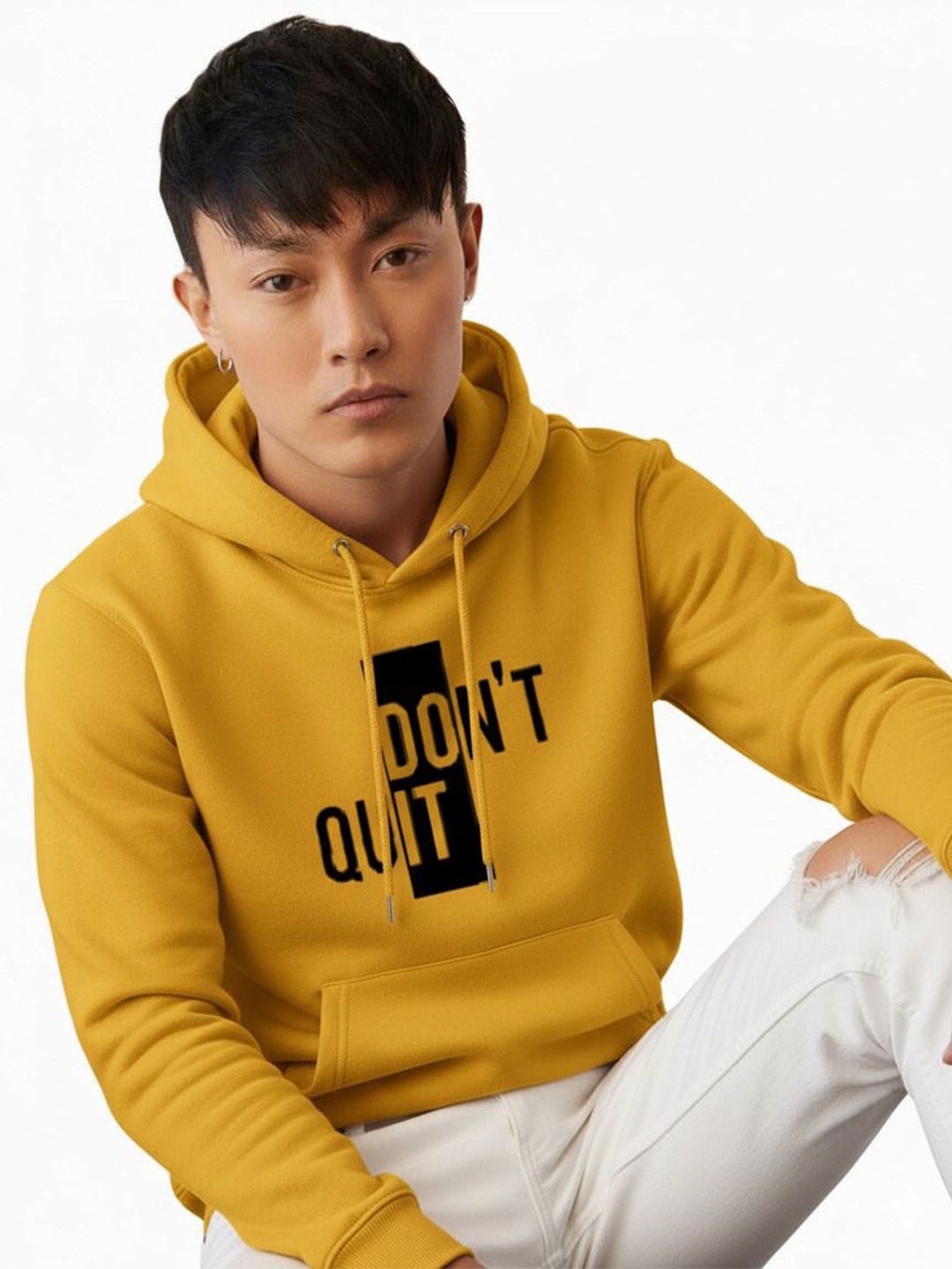 Try This Dont Quit Printed Hooded Long Sleeves Sweatshirt
