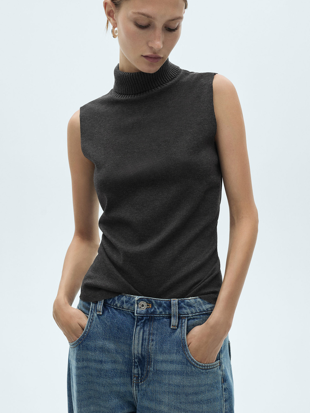 MANGO Turtle Neck Knitted Top