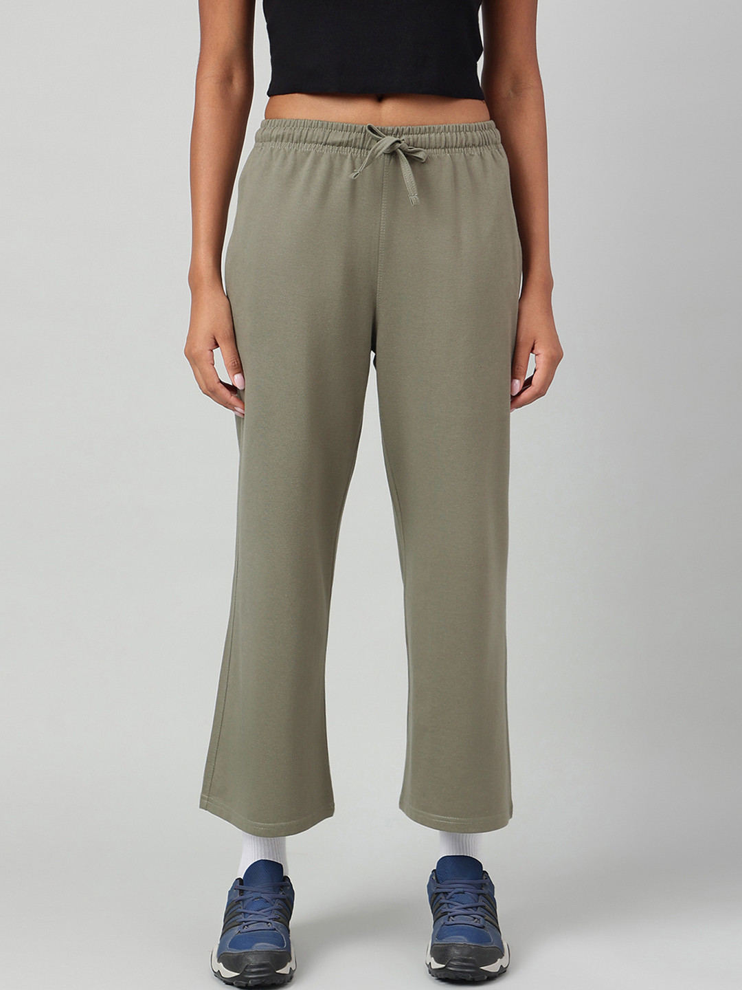 MKH Women Sage Green Solid Track Pants