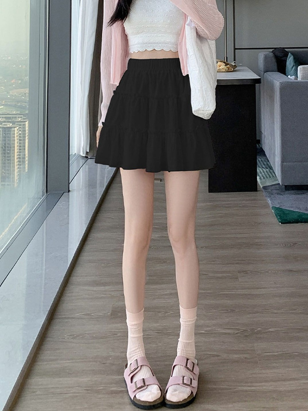 StyleCast Layered Mini Trendy Flared Skirt