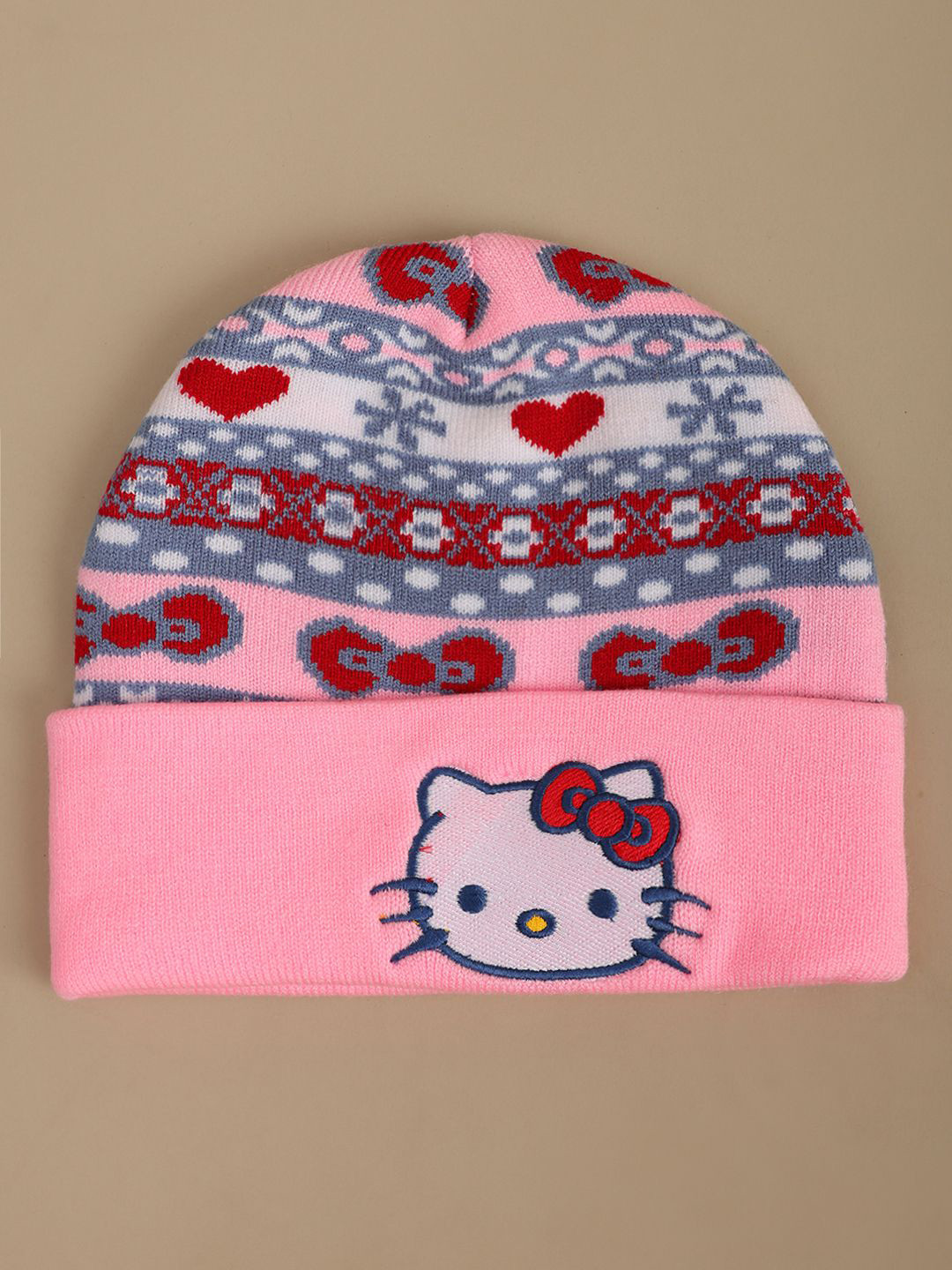 Kids Ville Girls Hello Kitty Printed Acrylic Beanie