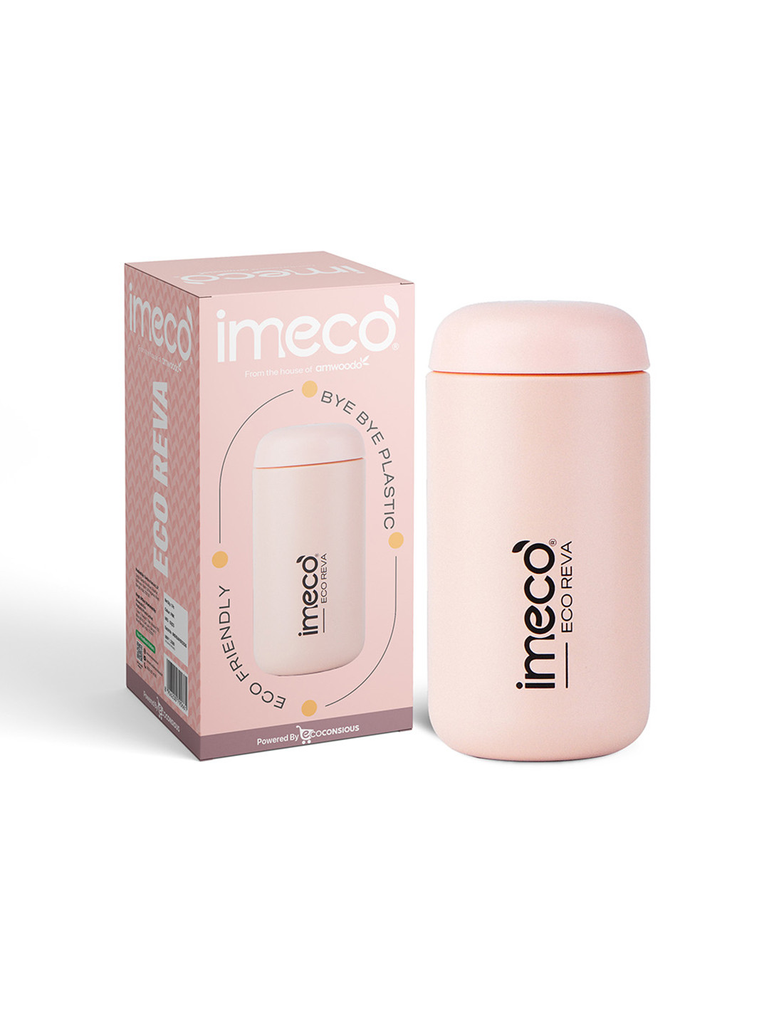 IMECO Pink Stainless Steel Brand Logo Printed Fridge Safe Flask Water Bottle-400ml