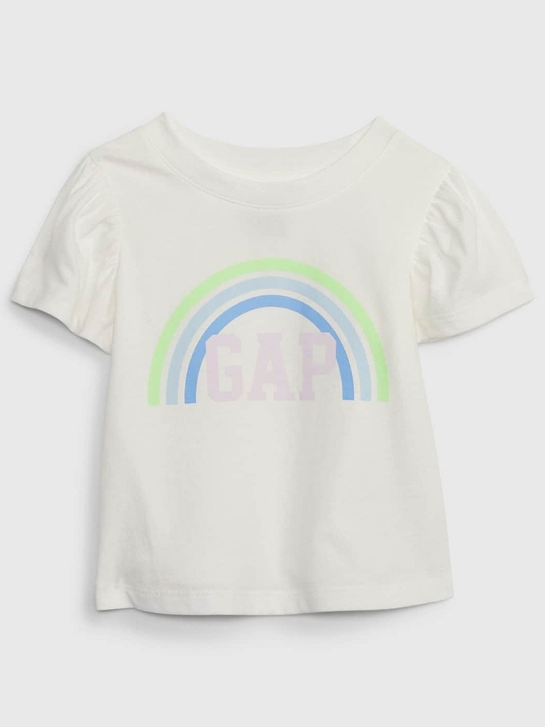 GAP Girls Double Logo Graphic Printed Crew Neck Organic Cotton T-Shirt