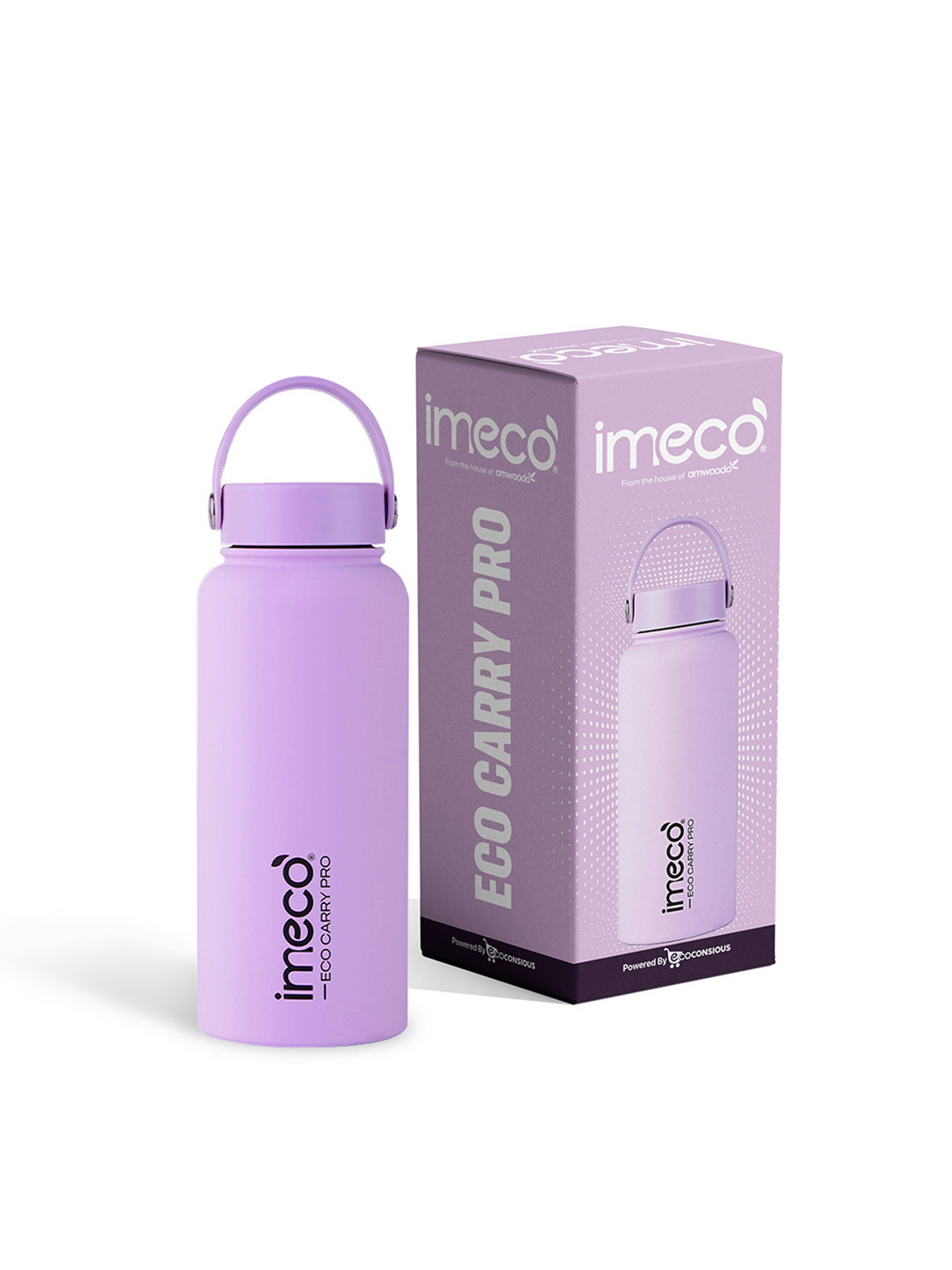 IMECO Purple Stainless Steel Brand Logo Fridge Safe Matte Finish Water Bottle-1 L