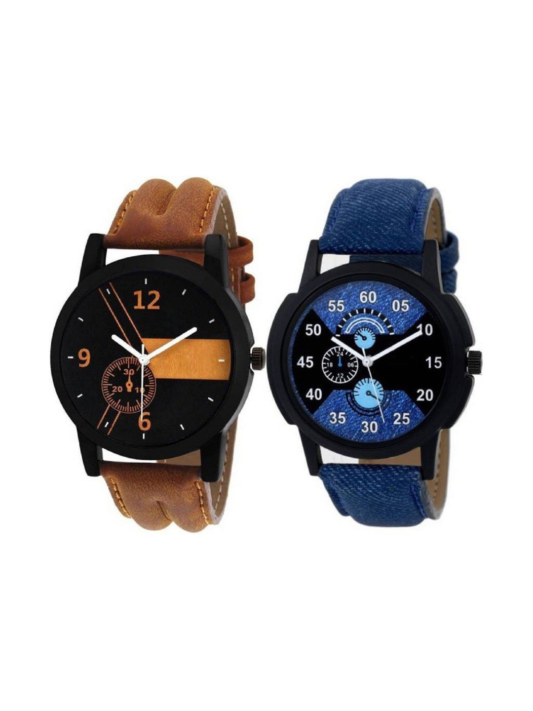 Miss Perfect Set Of 2 Unisex Dial & Leather Straps Watches D860