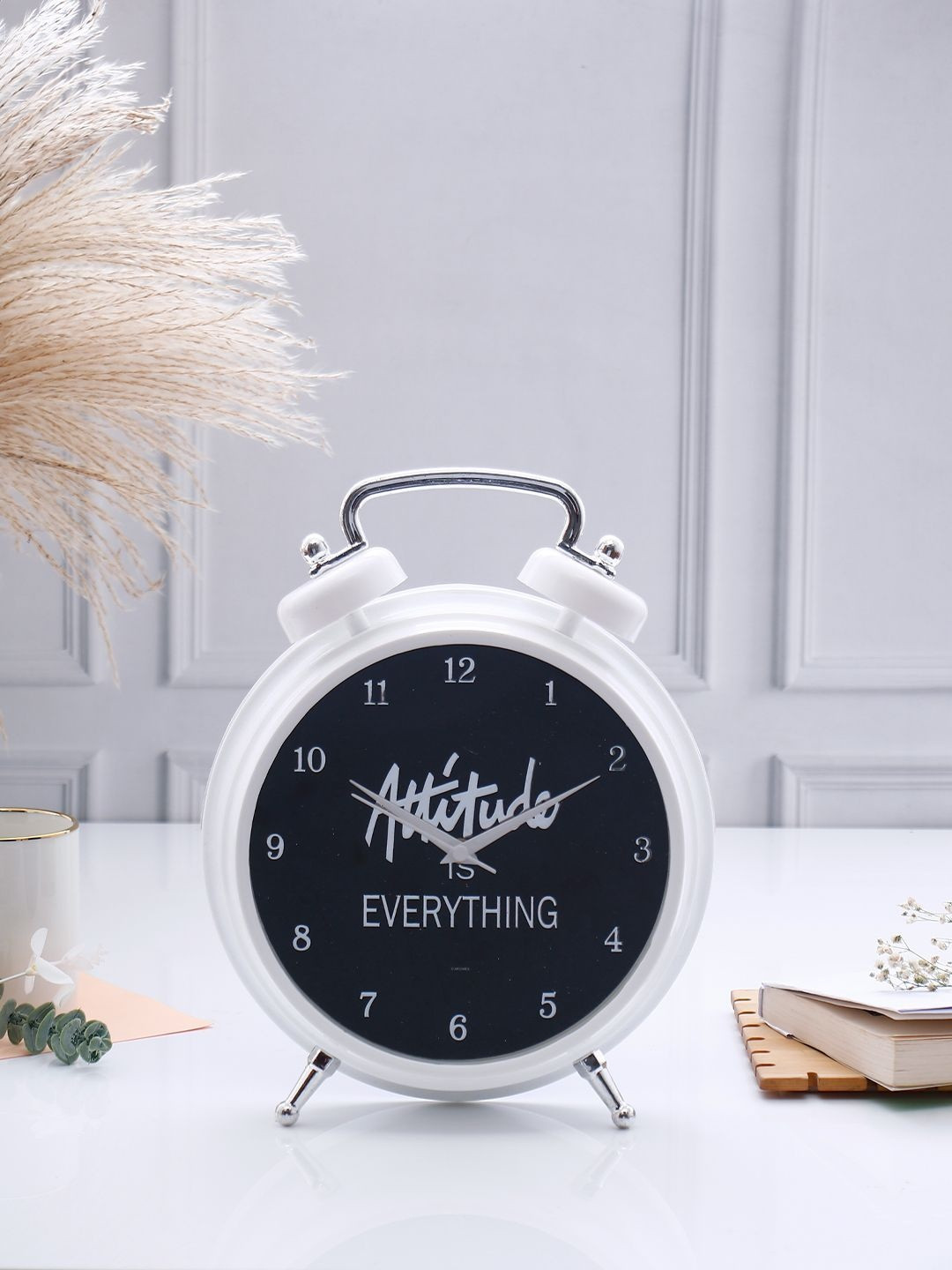 Archies White & Black Attitude Quoted Corporate Table Clock