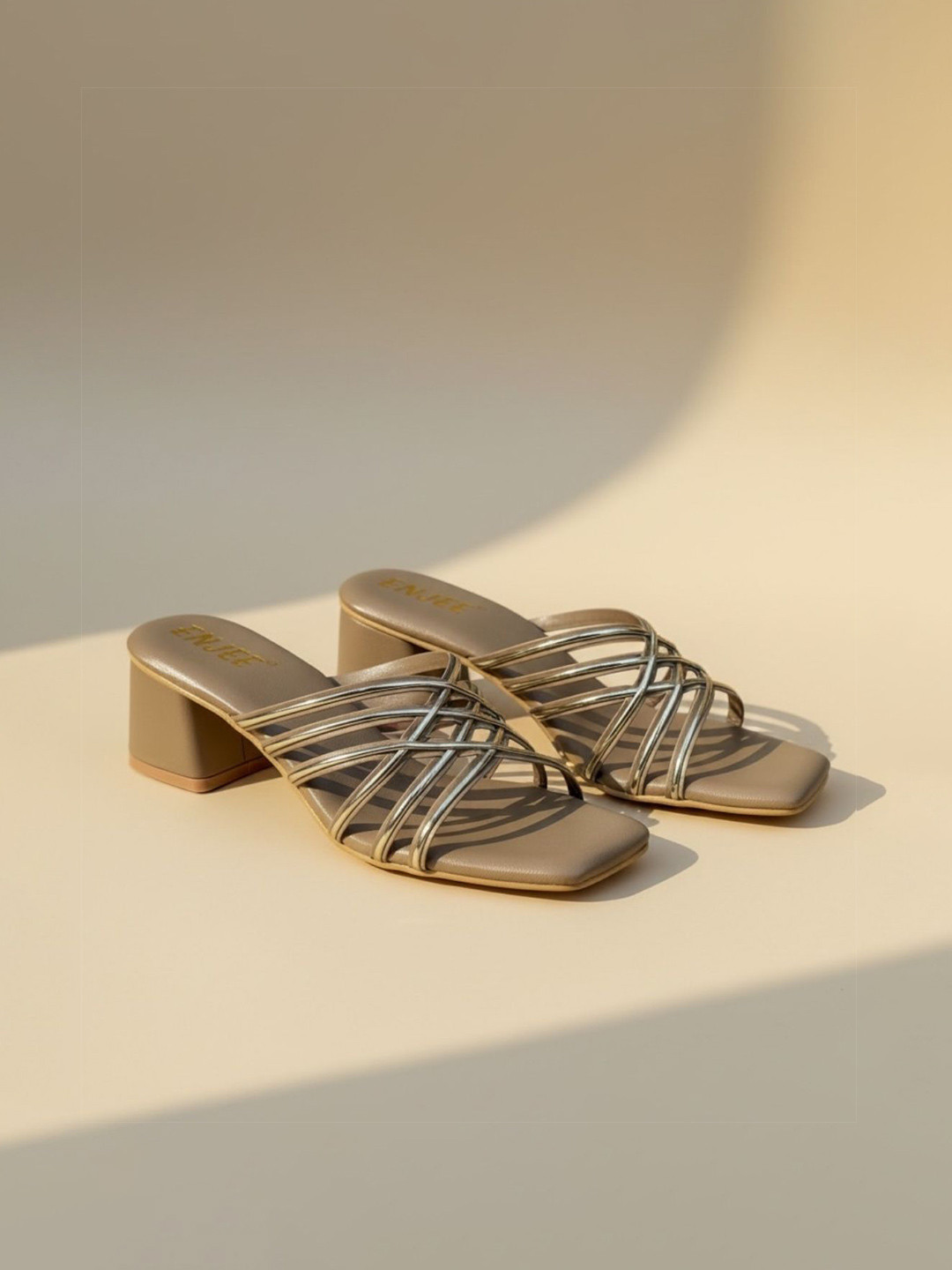 Enjee Criss-Cross Block Heels Sandals