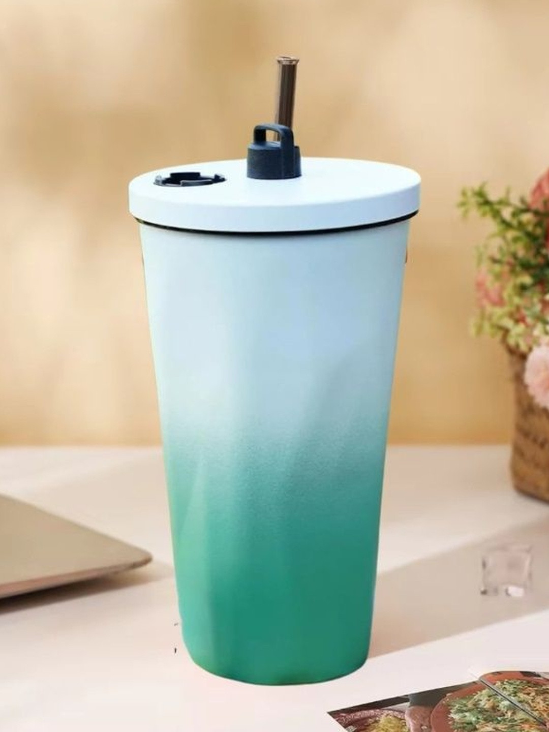 Style Homez White Textured Stainless Steel Double Wall  Jar with Lid - 600 ml