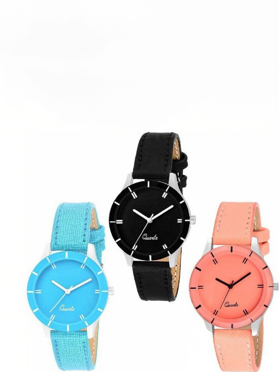 Miss Perfect Unisex Set Of 3 Dial & Leather Wrap Around Straps Analogue Watches 557