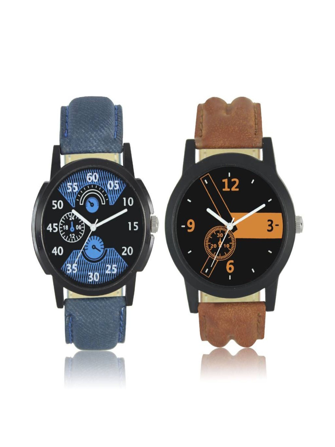 Miss Perfect Men Set Of 2 Dial & Straps Round Analogue Watch D261