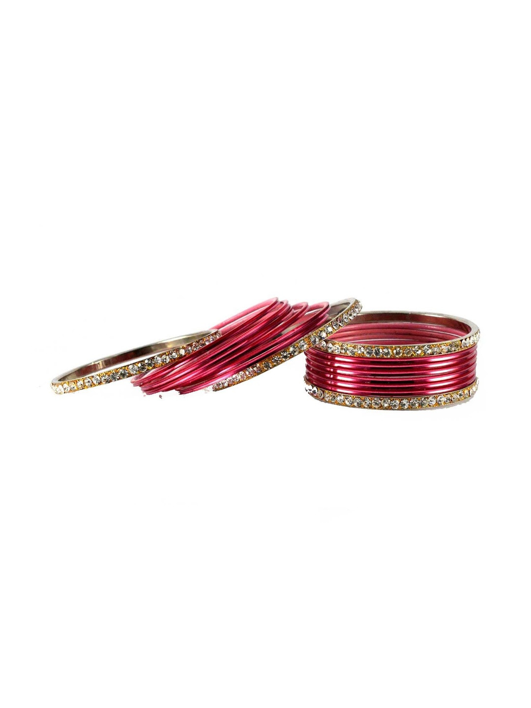 Vidhya Kangan Set Of 16 Gold-Plated Stone-Studded Bangles