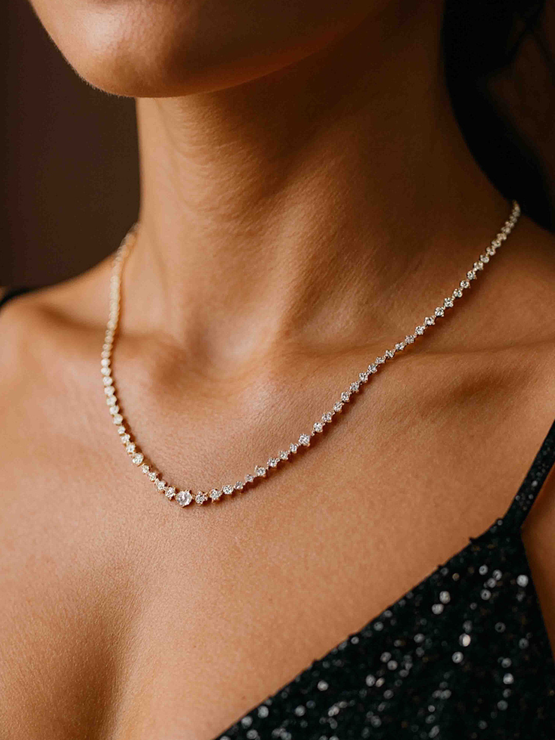 Amalfa Rhea Classic CZ Women & Girls Silver-Plated Necklace