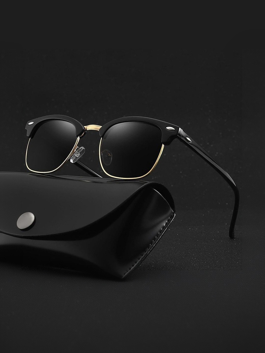 Being Better Unisex Black Lens & Black Rectangle Sunglasses with