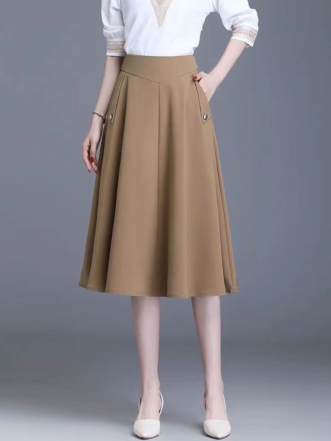 StyleCast Trendy Knee Length Opaque A-Line Skirt