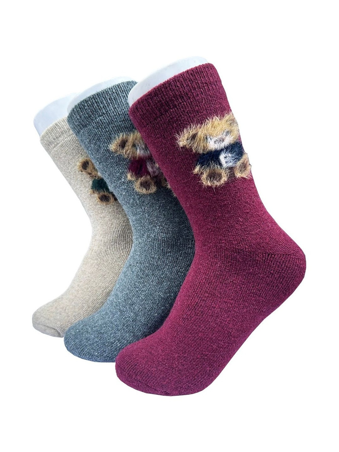 Alexvyan Women Pack Of 3 Panda Design Warm Knitted Calf-Length Socks