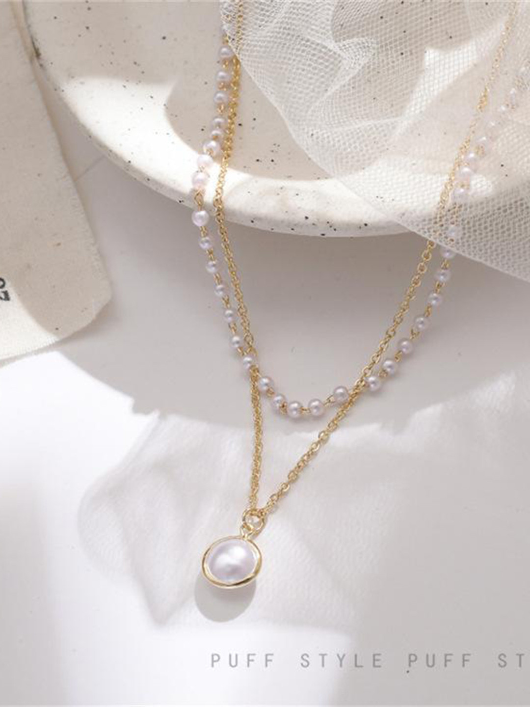 Just Lil Things Gold-Plated Artificial Pearls Beaded Layered Necklace