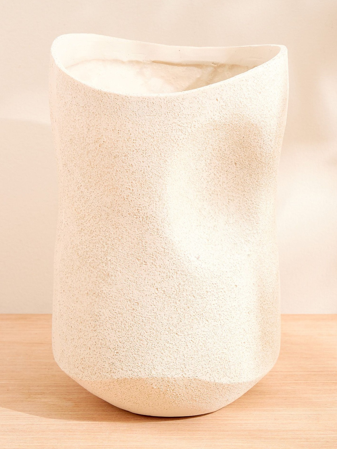 Home Centre Grain Buff Beige Textured Large Flower Vase