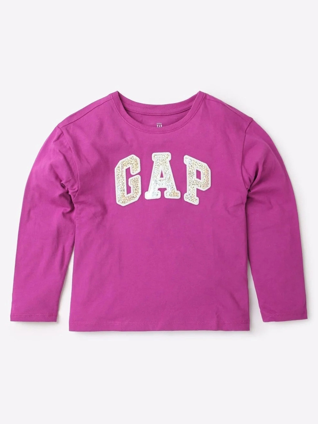 GAP Girls Logo Applique Self Design Crew Neck Pure Cotton T-Shirt