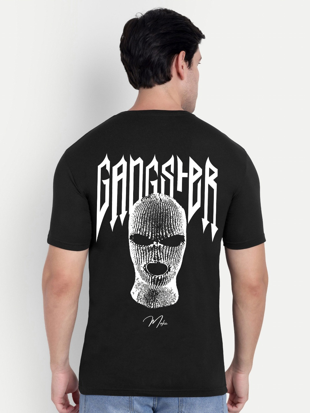 BENNY BROOKS Gangster Graphic Printed Round Neck Cotton Casual T-shirt