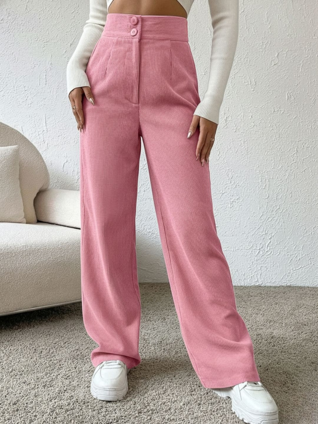 DIMPY GARMENTS Women Comfort High-Rise Easy Wash Trousers