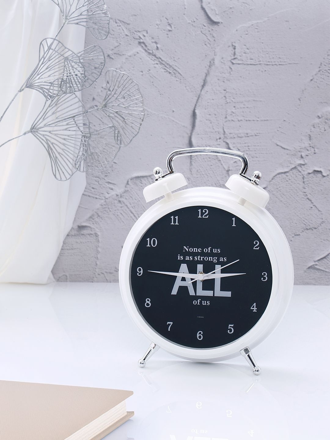 Archies White & Black All Of Us Quoted Corporate Table Clock