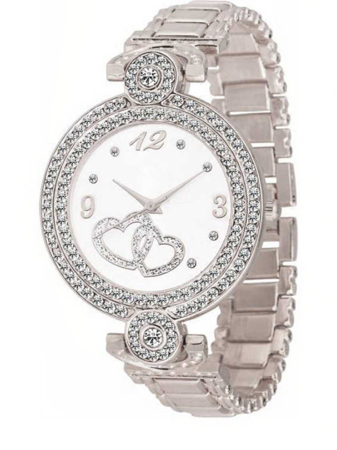 Miss Perfect Unisex Embellished Dial & Stainless Steel Bracelet Style Straps Analogue Watch jk_787