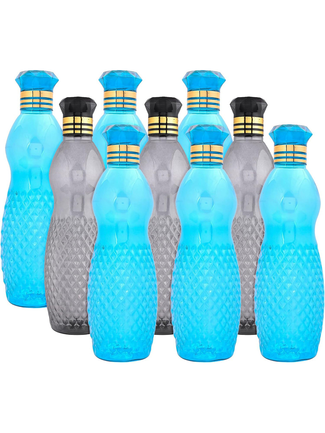 Kuber Industries Dolphine Blue Solid Plastic Spill Proof 9 Piece Water Bottle - 1L