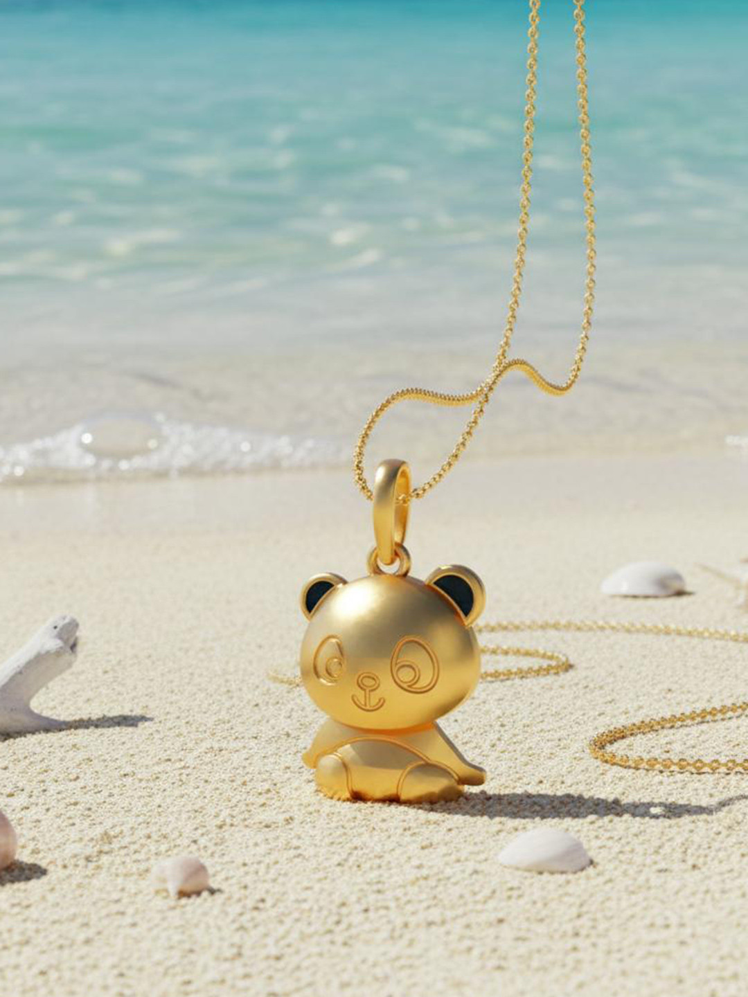 925 SILLER 925 Sterling Silver Little Bear Shaped Pendant With Chain