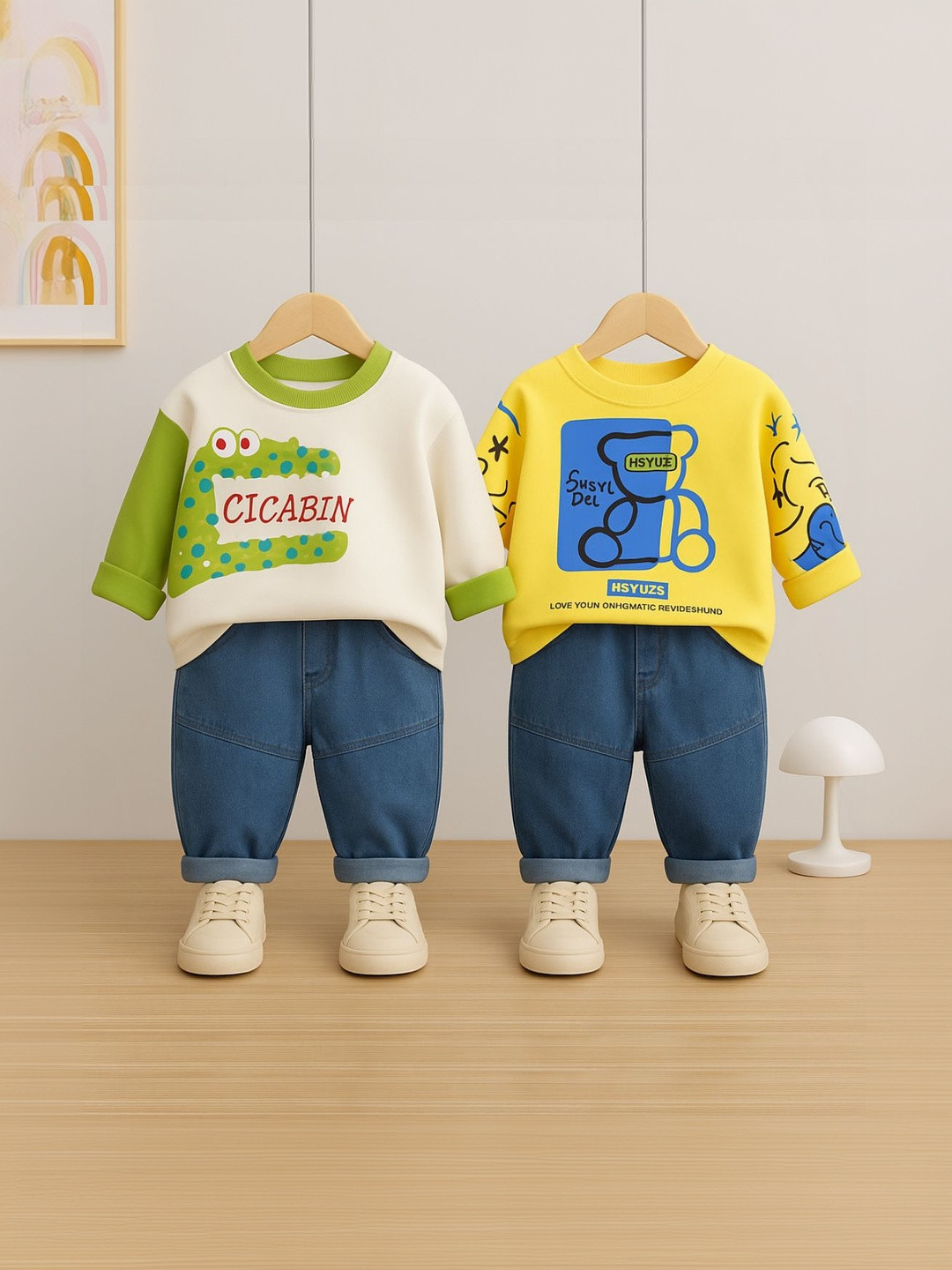 Googo Gaaga Boys Pack of 2 Printed Long Sleeves Sweatshirts With Trousers