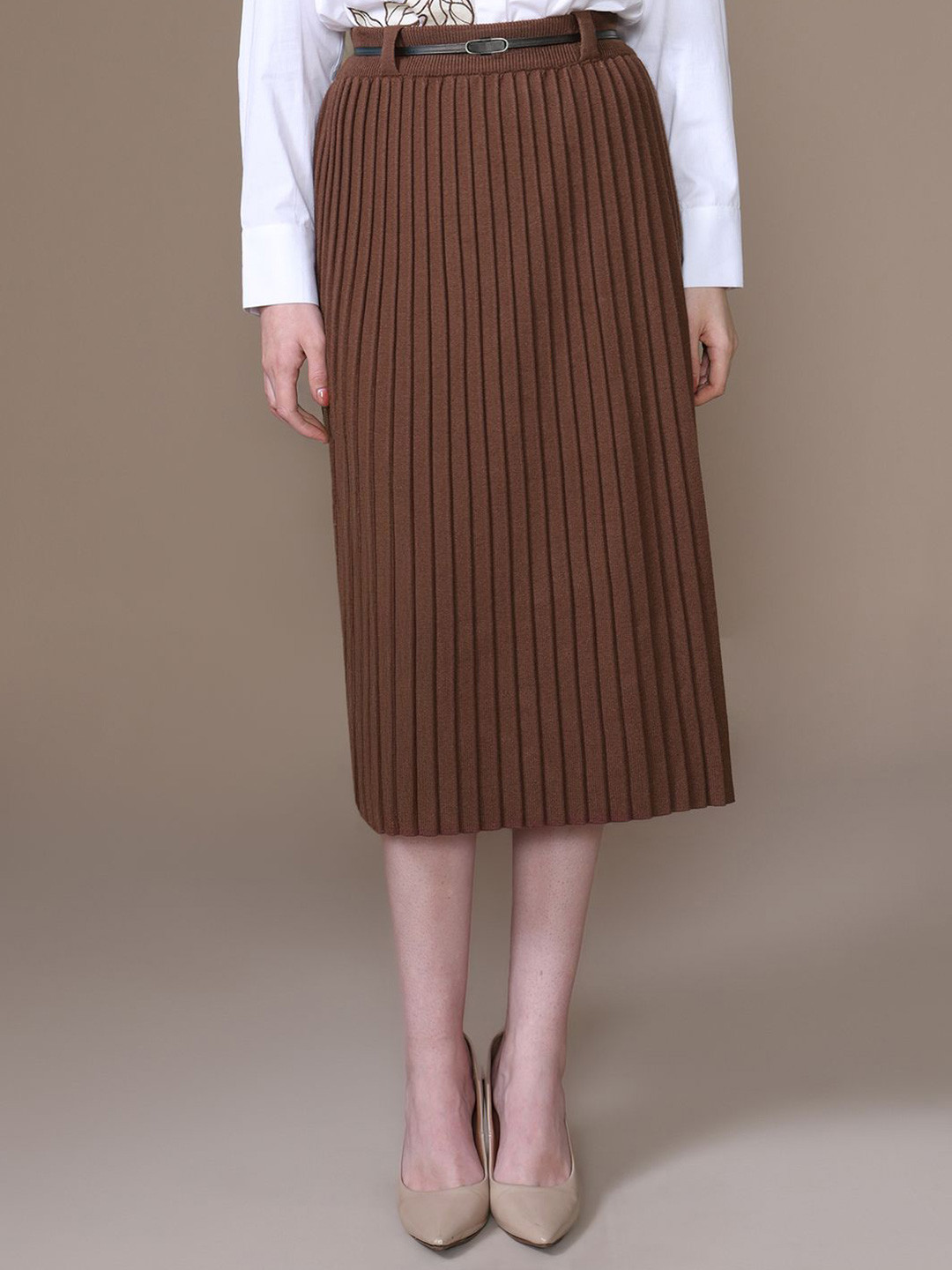 Kazo Women Issey Pleated Skirt With Belt