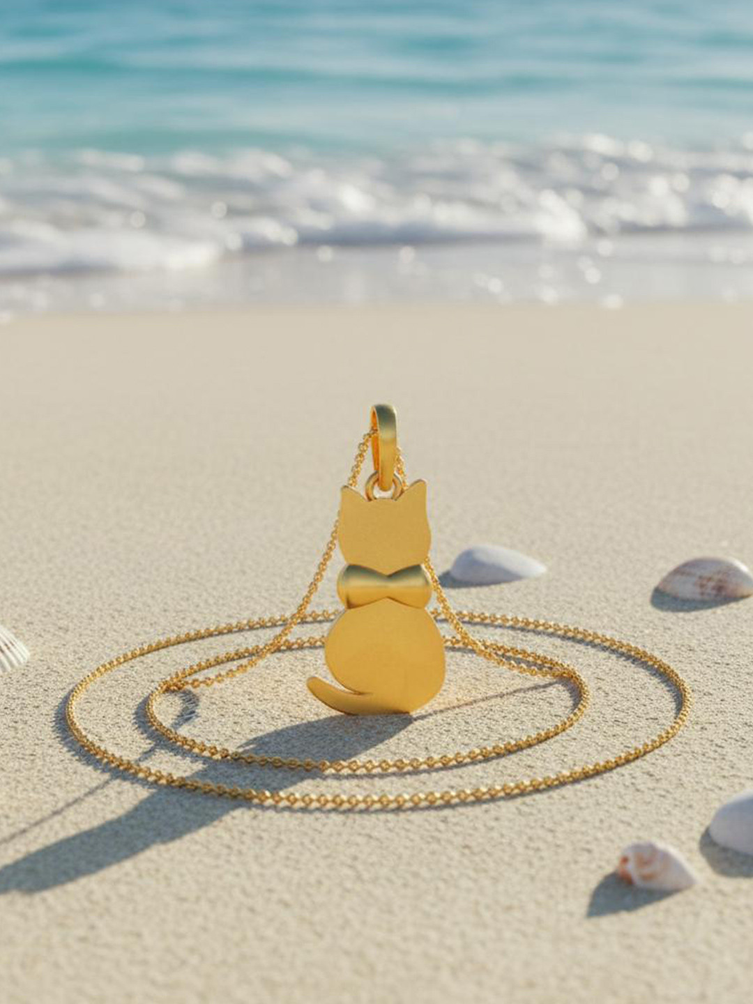 925 SILLER 925 Sterling Silver Gold-Plated Cat Shaped Pendant With Chain