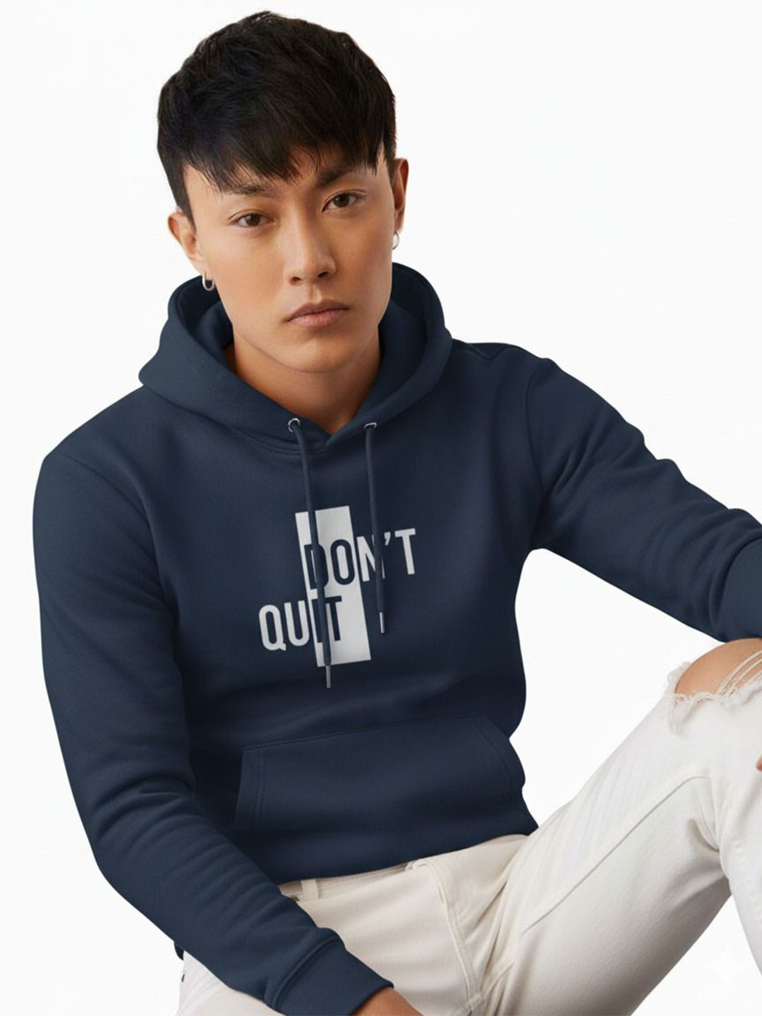 Try This Dont Quit Printed Hooded Long Sleeves Sweatshirt