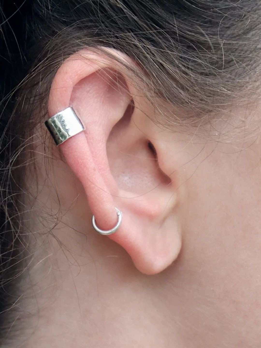 Sangria Set Of 2 925 Sterling Silver Non-Piercing Bold Single Ear Cuffs